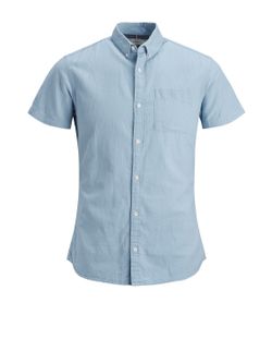 Produkt Chambray Blue Kurzarm Plain Basic Shirt