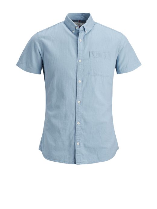Produkt Chambray Blue Kurzarm Plain Basic Shirt