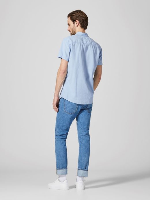 Produkt Chambray Blue Kurzarm Plain Basic Shirt