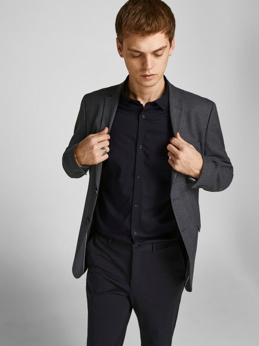 Camisa básica vestir entallada Jack & Jones Black
