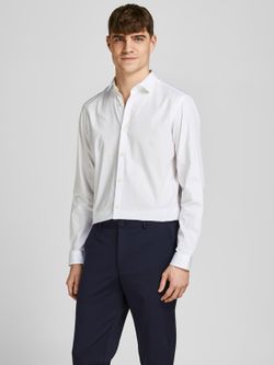 Camisa básica vestir entallada Jack & Jones White