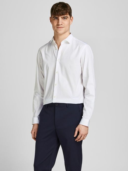 Camisa básica vestir entallada Jack & Jones White