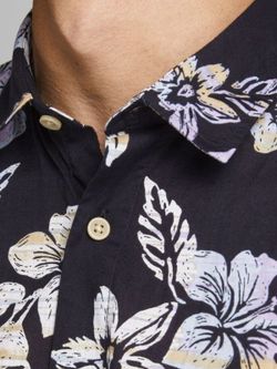 Camisa con estampado floral grande Jack & Jones Dark Navy