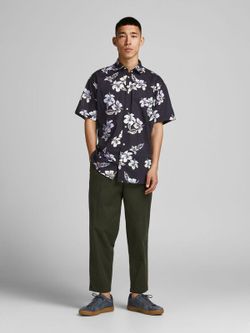 Camisa con estampado floral grande Jack & Jones Dark Navy