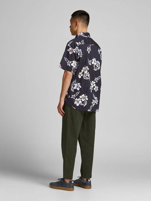 Camisa con estampado floral grande Jack & Jones Dark Navy