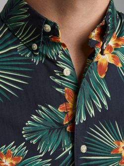 Camisa con estampado flores tropicales Jack & Jones Navy Blazer