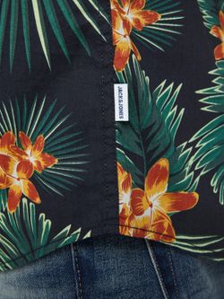 Camisa con estampado flores tropicales Jack & Jones Navy Blazer