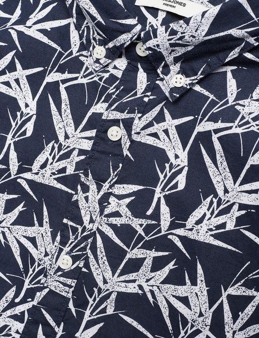 Jack & Jones Navy Blazer Hemd mit Blattdruck