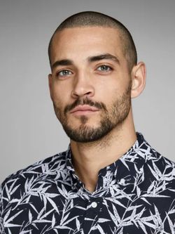 Jack & Jones Navy Blazer Hemd mit Blattdruck