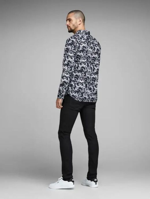 Jack & Jones Navy Blazer Hemd mit Blattdruck