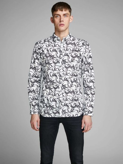 Camisa con estampado hojas Jack & Jones White
