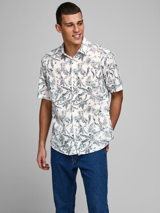 Camicia con stampa tropicale di Jack & Jones Cloud Dancer