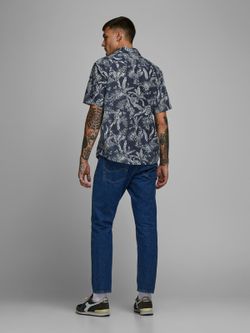 Jack & Jones Navy Blazer Hemd mit tropischem Print