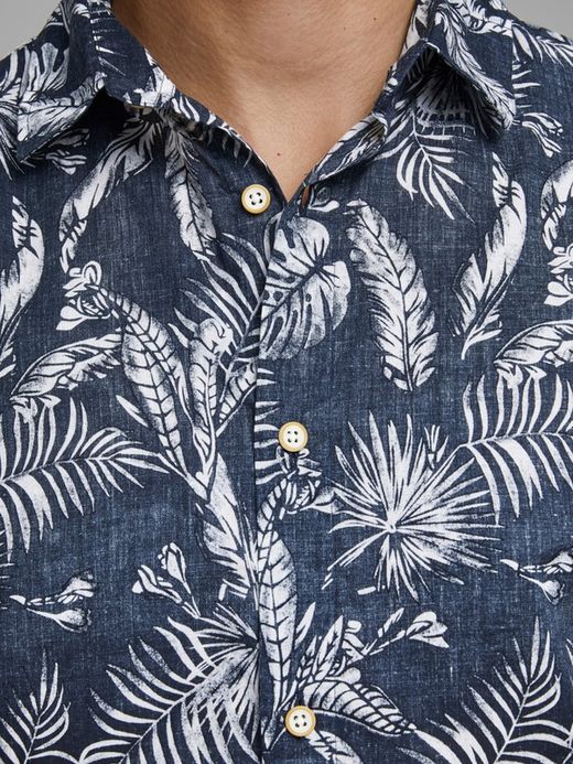 Jack & Jones Navy Blazer Hemd mit tropischem Print