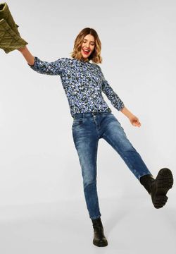 Camisa con manga 3/4 con estampado floral multicolor Street One Dark Navy