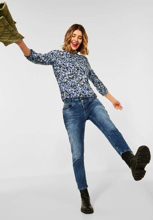 Camisa con manga 3/4 con estampado floral multicolor Street One Dark Navy