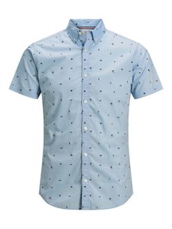 Camicia con micro disegni natalizi Produkt Chambray Blue