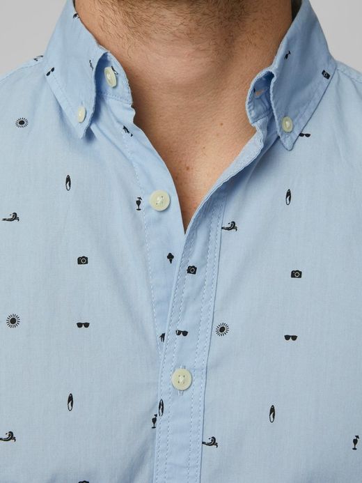 Camicia con micro disegni natalizi Produkt Chambray Blue