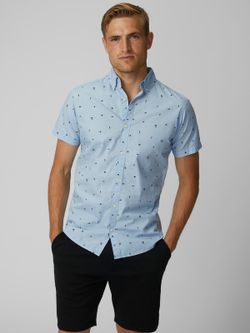 Camicia con micro disegni natalizi Produkt Chambray Blue