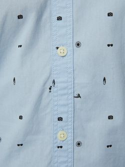 Camicia con micro disegni natalizi Produkt Chambray Blue