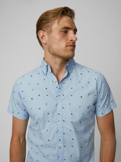 Camicia con micro disegni natalizi Produkt Chambray Blue