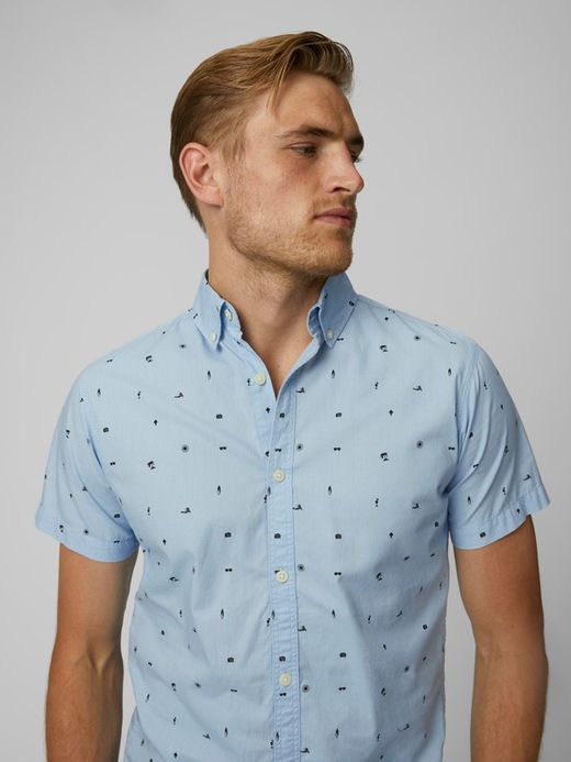 Camicia con micro disegni natalizi Produkt Chambray Blue