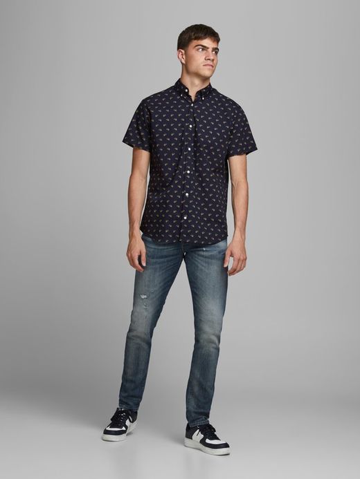 Hemd mit Mikromuster Hot Dog Jack & Jones Navy Blazer