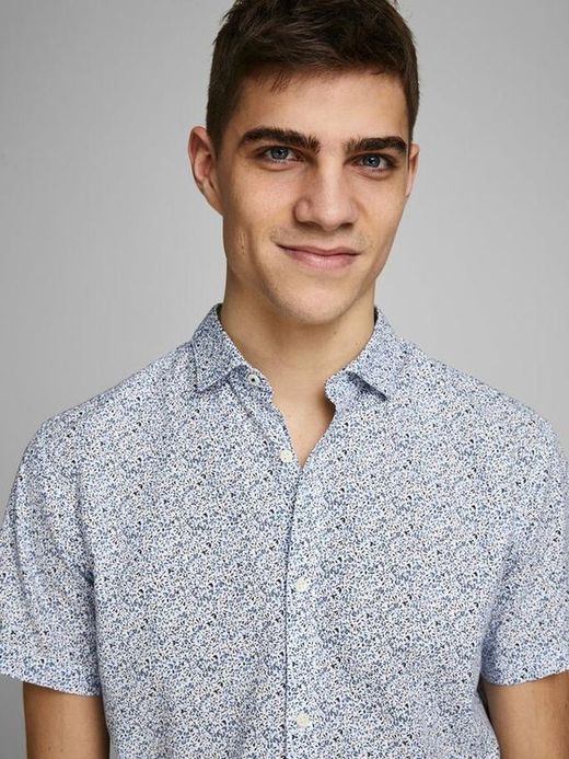 Camisa con microestampado floral Jack & Jones White