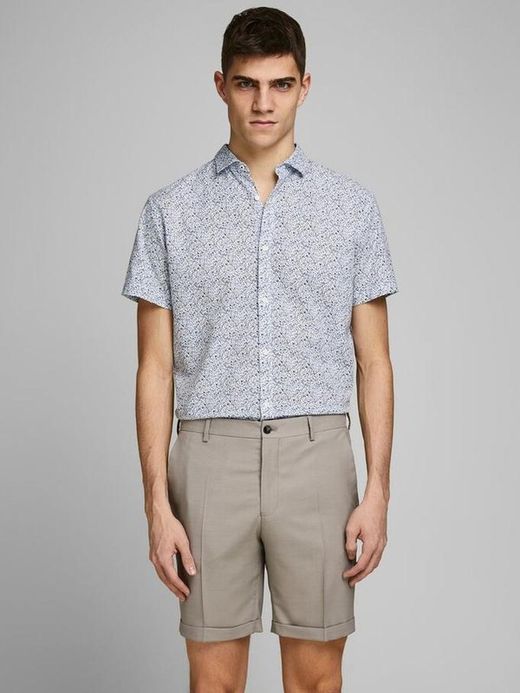 Camisa con microestampado floral Jack & Jones White