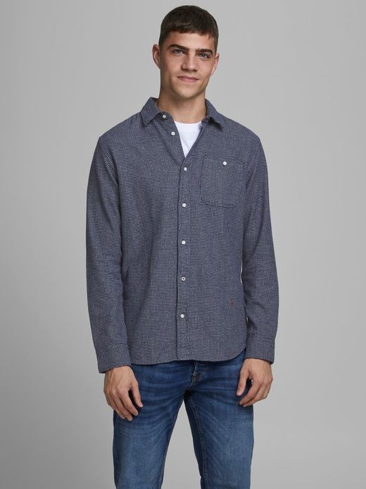 Camicia Jack & Jones pied de poule blu scuro