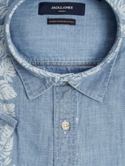 Camisa con rayas hojas tropicales Jack & Jones Chambray Blue