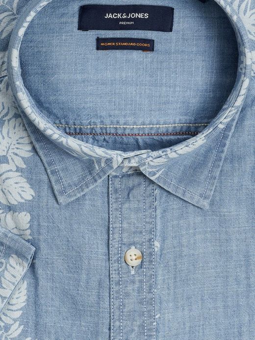 Camisa con rayas hojas tropicales Jack & Jones Chambray Blue