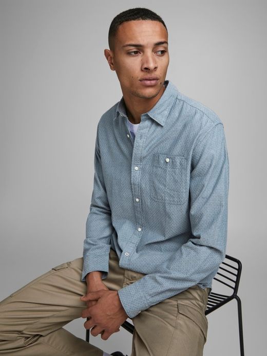 Camicia a rombi irregolari Jack & Jones Medium Blue