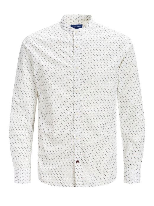 Hemd mit Stehkragen und geometrischem Muster Jack & Jones Cloud Dancer