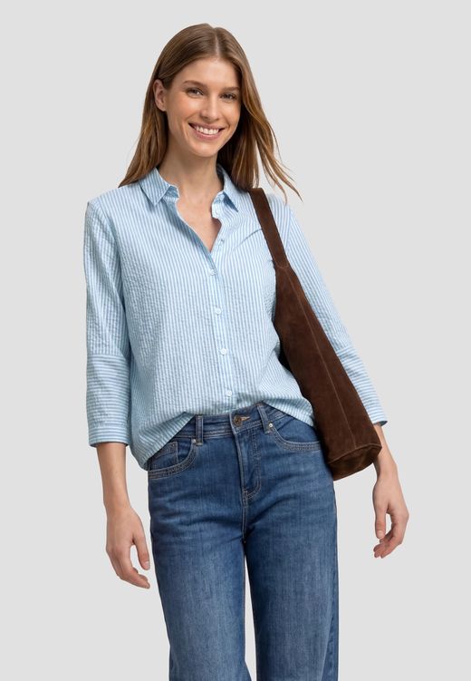 Camisa de m. 3/4 con rayas finas Street One Blue