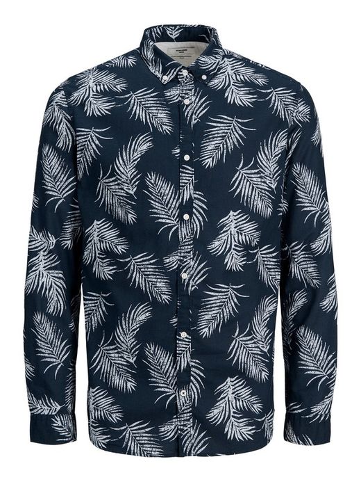 Langarm Palmblatt Hemd Jack & Jones Navy Blazer