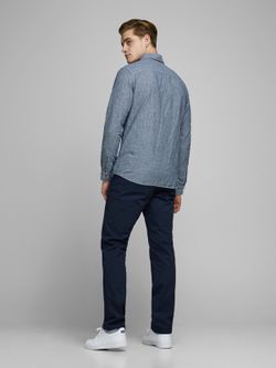 Camicia a maniche lunghe con righe eriche Giacca blu navy di Jack & Jones