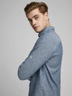 Camicia a maniche lunghe con righe eriche Giacca blu navy di Jack & Jones