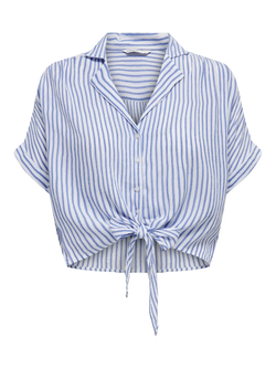 Camisa de m/c con rayas marineras y anudada Only Cloud Dancer
