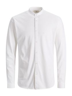 Camisa de punto con cuello mao Jack & Jones White