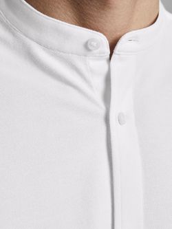 Camisa de punto con cuello mao Jack & Jones White