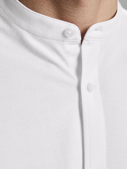 Camisa de punto con cuello mao Jack & Jones White