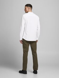Camisa de punto con cuello mao Jack & Jones White