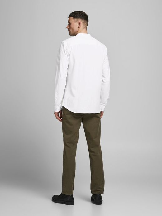 Camisa de punto con cuello mao Jack & Jones White