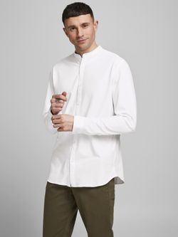 Camisa de punto con cuello mao Jack & Jones White