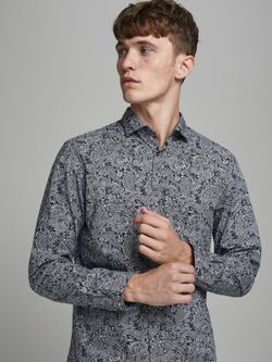 Camicia aderente stampata blu scuro di Jack & Jones