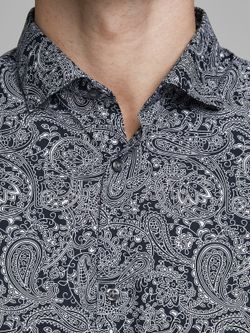 Camicia aderente stampata blu scuro di Jack & Jones