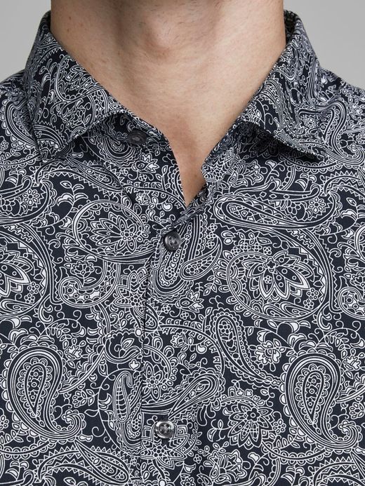 Camicia aderente stampata blu scuro di Jack & Jones