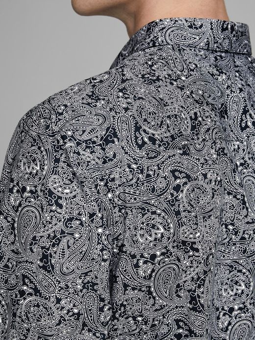 Camicia aderente stampata blu scuro di Jack & Jones