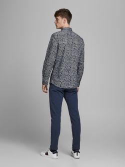 Camicia aderente stampata blu scuro di Jack & Jones